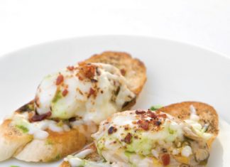 Roasted Oyster Crostini with Brûléed Parmesan and Applewood Bacon