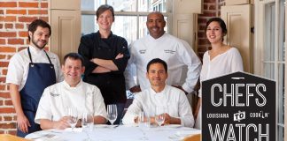2016 Chefs To Watch - From left: Chef Phillip Mariano, Chef Nathan Richard, Chef Ashley Roussel, Chef Lyle Broussard (back), Chef Gabriel Balderas, Chef Ruby Bloch