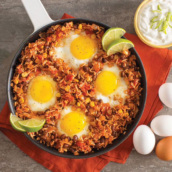 Mexican Rice and Beans Baked Eggs