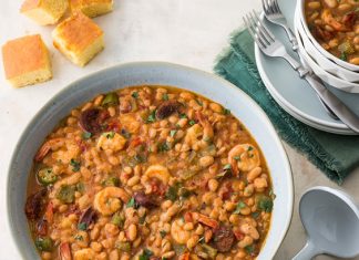 Great Northern Beans with Andouille and Shrimp