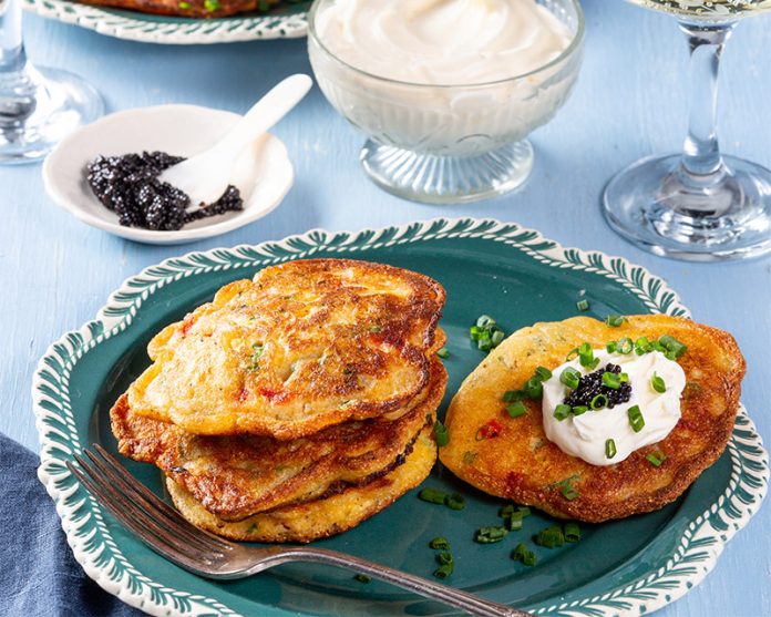 Okra Pancakes with Crème Fraîche
