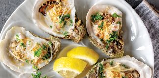 Baked Oysters with Andouille Cream