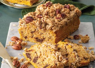 Chocolate Chip Butternut Squash Loaf with Pecan Streusel