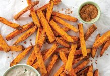 Air-Fried Sweet Potato Fries with Charred Green Onion Dip