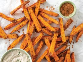 Air-Fried Sweet Potato Fries with Charred Green Onion Dip